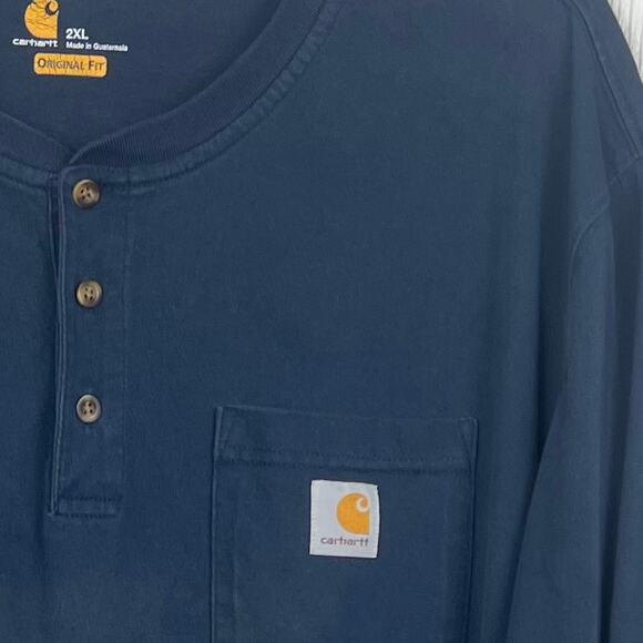 Carhartt Henley Tshirt mens 2XL original fit dark blue classic work shirt - Picture 3 of 6